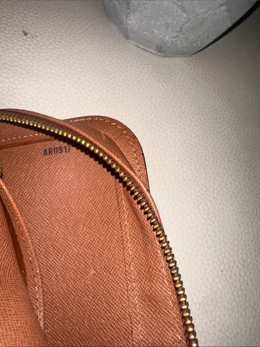 Louis Vuitton Monogram Canvas Wristlet in Brown and Gold